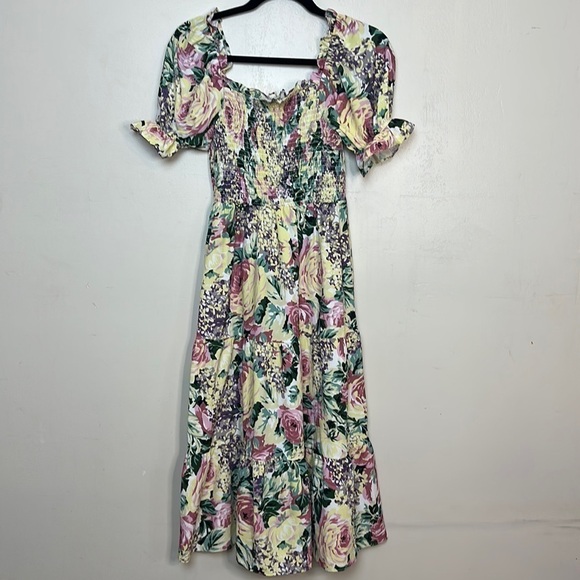 sunday Up Dresses & Skirts - Sunday Up Floral Smocked Top Puff Sleeve Ruffle Tiered Maxi Summer Dress
